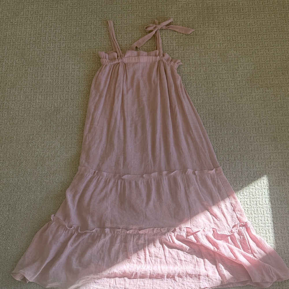 Pink Sleeveless Ruffle Dress